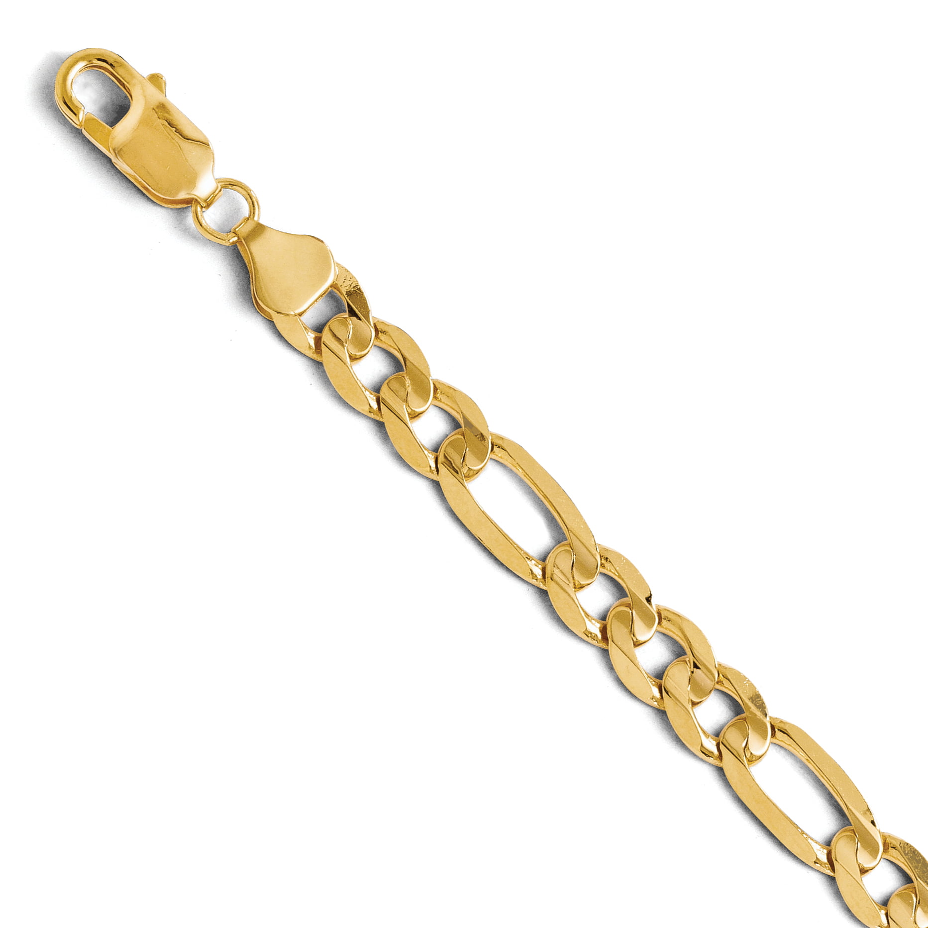 Lex & Lu 14k Yellow Gold 7.0mm Flat Figaro Chain Necklace or Bracelet
