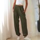 thumbnail image 2 of Pantalones largos con bandas en el tobillo para mujer, pantalón suave, transpirable, informal, holgado, con cintura elástica, Color puro, 2 of 8
