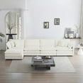 thumbnail image 5 of Modern U-Shaped Sectional Sofa 5 Seater with Ottoman in White Chenille, 5 of 11