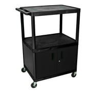 Offex Black Endura 3 Shelf Cart W Cabinet