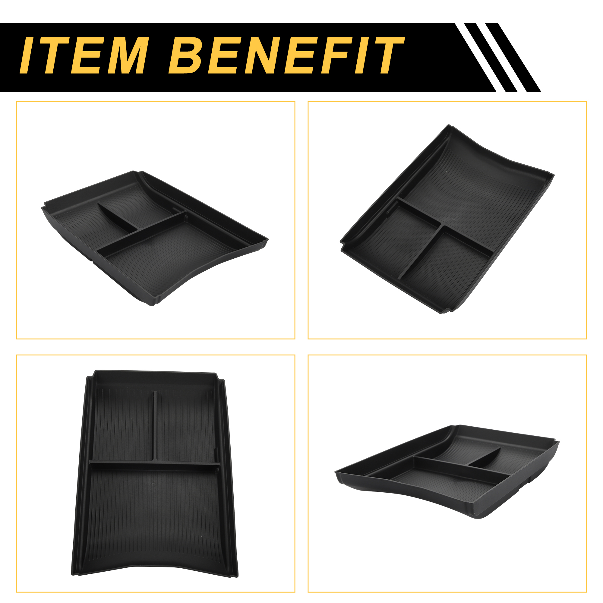 Unique Bargains Center Console Armrest Organizer Tray for VW ID.7 ID7/ID.7 GTX/ID.7 Tourer 2024 2025 Armrest Insert Tray Storage Box TPE Soft Rubber Black