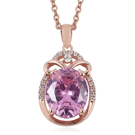 - Mix Metal 14K Rose Gold Plated Cubic Zircon Pink White Cubic Zirconia CZ Pendant Necklace 20