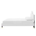thumbnail image 6 of Platform Bed Frame, Full Size, White, Velvet, Modern Contemporary, Bedroom Master Guest Suite Room, 6 of 10