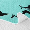 thumbnail image 5 of Manfei Cartoon Shark Bed Spread Queen, Sea Animal Queen Coverlet Set, Cyan Black, 3 Pieces, 1 Quilt and 2 Pillowcases, 5 of 7