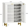 thumbnail image 2 of Tribesigns 6-Tier Bathroom Floor Cabinet, Wooden Bathroom Storage Cabinet, Large Sideboard Cabient for Bathroom/Kitchen/Living Room (White & Gold), 2 of 7