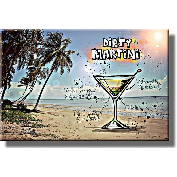 Dirty Martini Cocktail Recipe Drink Picture on Stretched Canvas, Wall Art Decor, Ready to Hang!