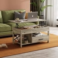 thumbnail image 4 of Coffee Table, 39" Lift Top Coffee Table with Hidden Compartment, Storage Drawers and Storage Shelf for Living Room, Reception Room, Grey, 4 of 8