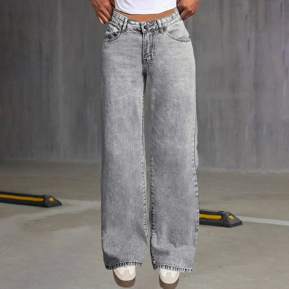 XQYLOS Girls Bow Jeans Wide Leg Baggy Denim Pants Cute High Waisted Trousers Kids Casual Streetwear Multi-Pocket 6-14Y