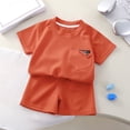 thumbnail image 2 of Caqnni Girls Two Piece Sets Short Sleeve Tshirts and Drawstring Shorts With Pockets Summer Outfits Size 6-14 2Pcs Summer Playwear Beach Outfits 5-6 Years,Orange, 2 of 6