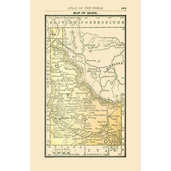Historic State Map - Idaho - Alden 1886 - 23 x 35.55 - Vintage Wall Art