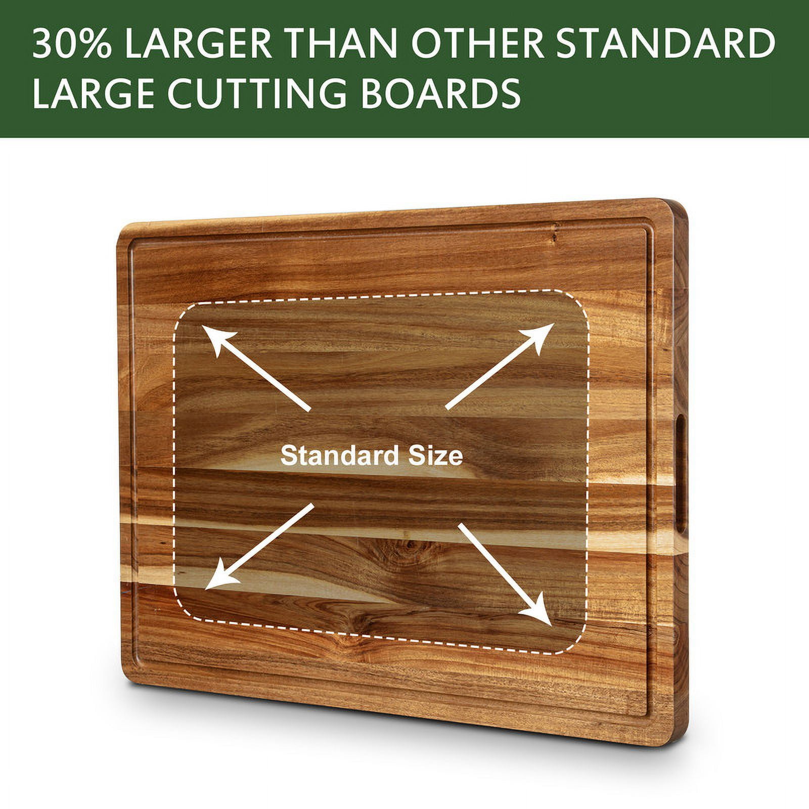 Wooden Cutting Boards for Kitchen, 24" x 18" Large Cutting Board with Juice Groove and Side Handle