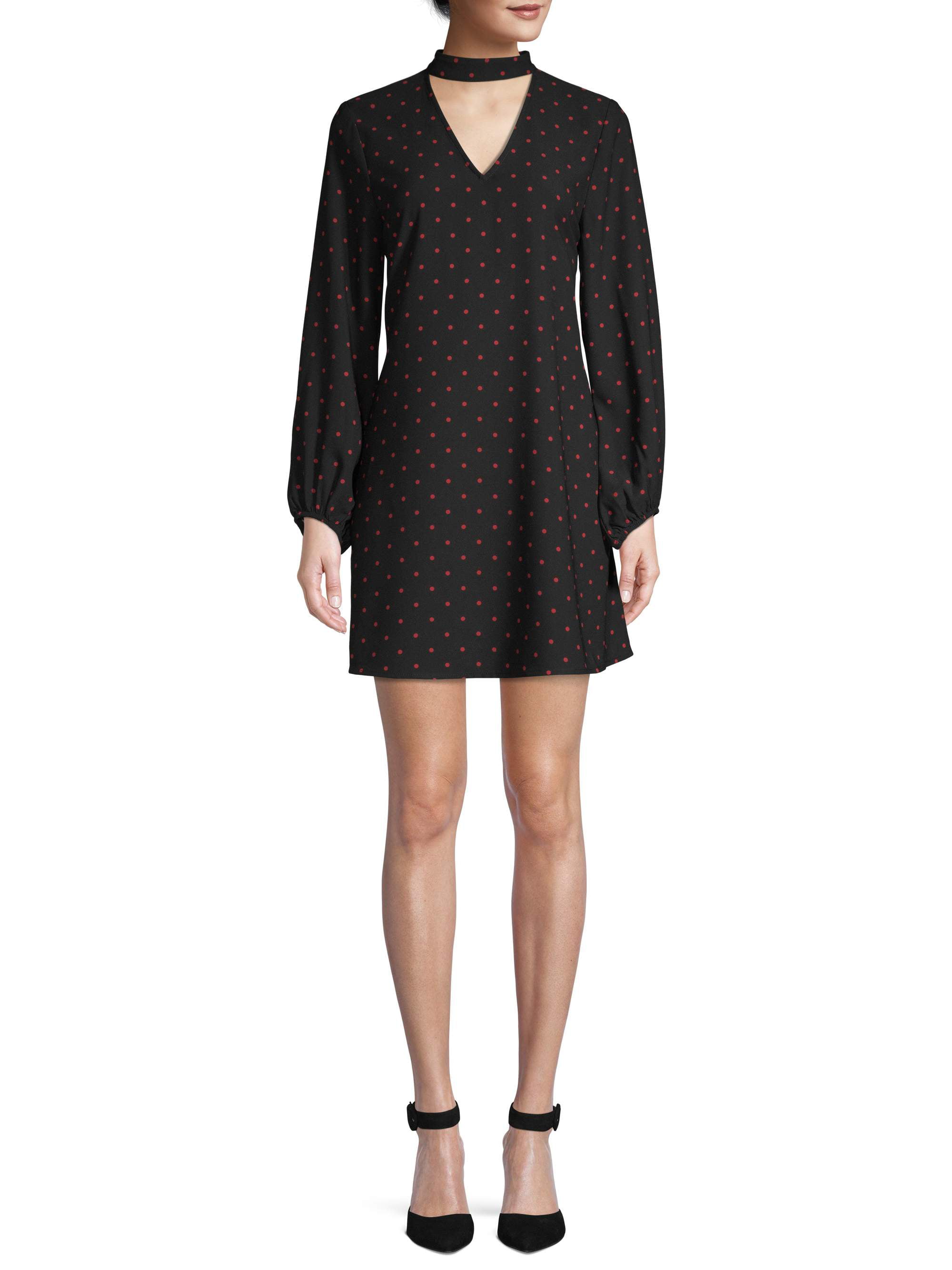 Scoop - Scoop Women's Blouson Sleeve Keyhole Mini Dress Dot Print ...