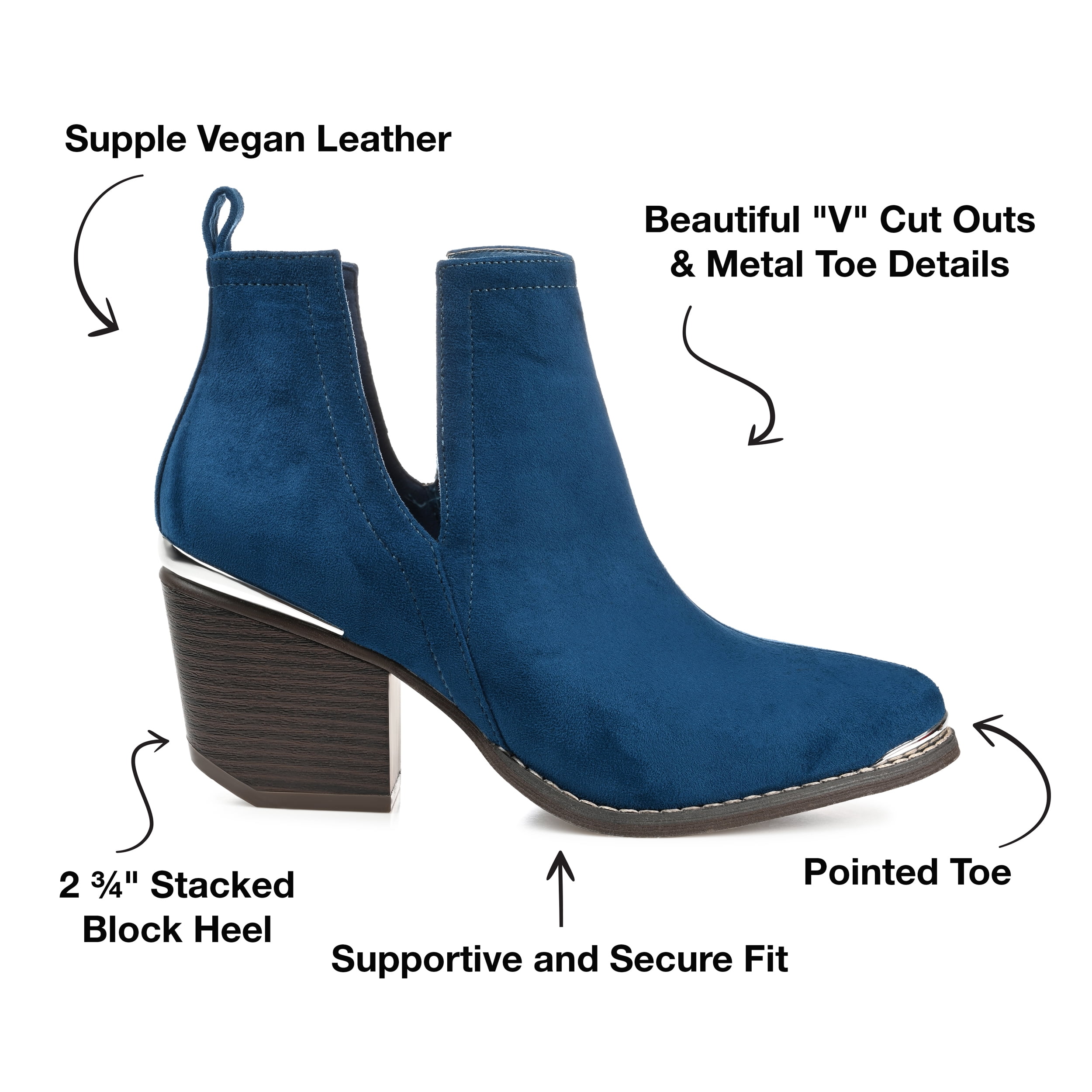 Journee Womens Issla Pull On Stacked Heel Booties, Widths Available