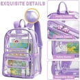 thumbnail image 4 of Smiaoer Large 18" Clear Backpack for School Stadium Travel Transparent Book Bag for Teen Students,Purple, 4 of 6