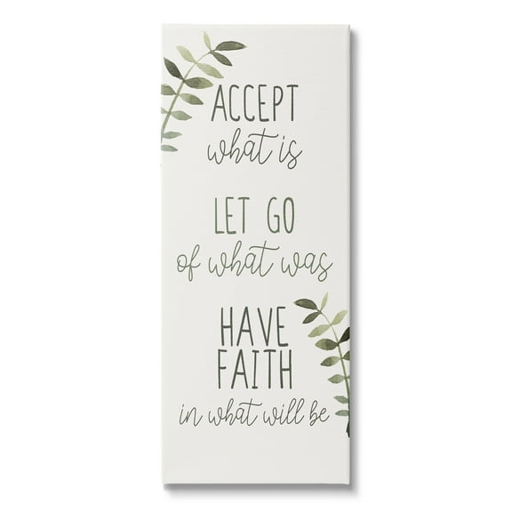 Stupell Industries Accept & Have Faith Botanical & Floral Painting Gallery Wrapped Canvas Art Print Wall Art, 13 x 30