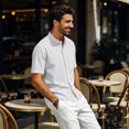 thumbnail image 6 of Men's Linen Shirts Short Sleeve Casual Button Down Shirt Solid Color Loose Fashion Top Lightweight Breathable Chest Pocket Mandarin Collar Summer Beach Outdoor Tops Clothing Trendy 2026, 6 of 7
