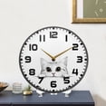 thumbnail image 4 of Yayeee Wall Clock for Living Room 9.5 inch Battery Operated Round with Holder, White Cat, 4 of 7