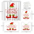 thumbnail image 5 of Lalilo 4 Pcs Red White Green Shower Curtain Sets with Rugs for Bathroom Decor,Red and Shoes Elf Bathroom Curtain Set with Mats, 5 of 6
