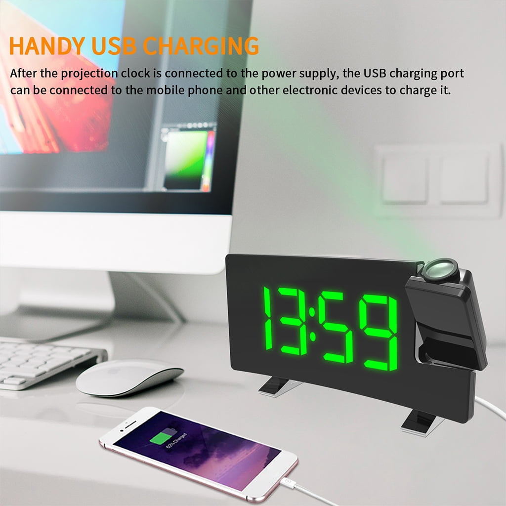 ZENTREE New Projection Atomic Alarm Clock LCD Projector Display Wall Ceiling for Time
