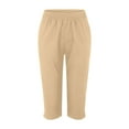 thumbnail image 3 of Capri Pants for Women 2025 Solid Color Lightweight Straight Leg Casual Loose Capris with Pockets Womens Cropped Pants, 3 of 5