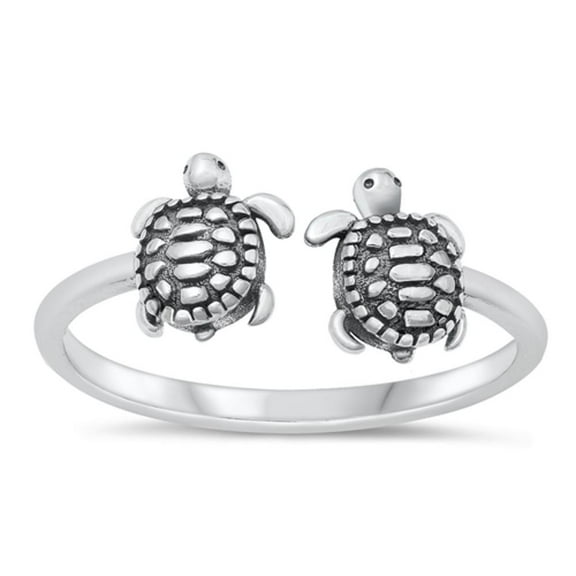 Adjustable Turtles Ring 925 Oxidized Sterling Silver Band Jewelry Female Male Unisex Size 6