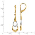 thumbnail image 2 of 14k Two-Tone Gold Polished Dangle Leverback Earrings - 1.9 Grams - Measures 41x10mm Wide, 2 of 2