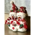 thumbnail image 7 of Snowmen Family Plush Shelf Sitter Figurine Red White Green Soft Fabric Christmas Decoration Tabletop Fireplace Desk Winter Holiday Collectible (12” x 9”), 7 of 7