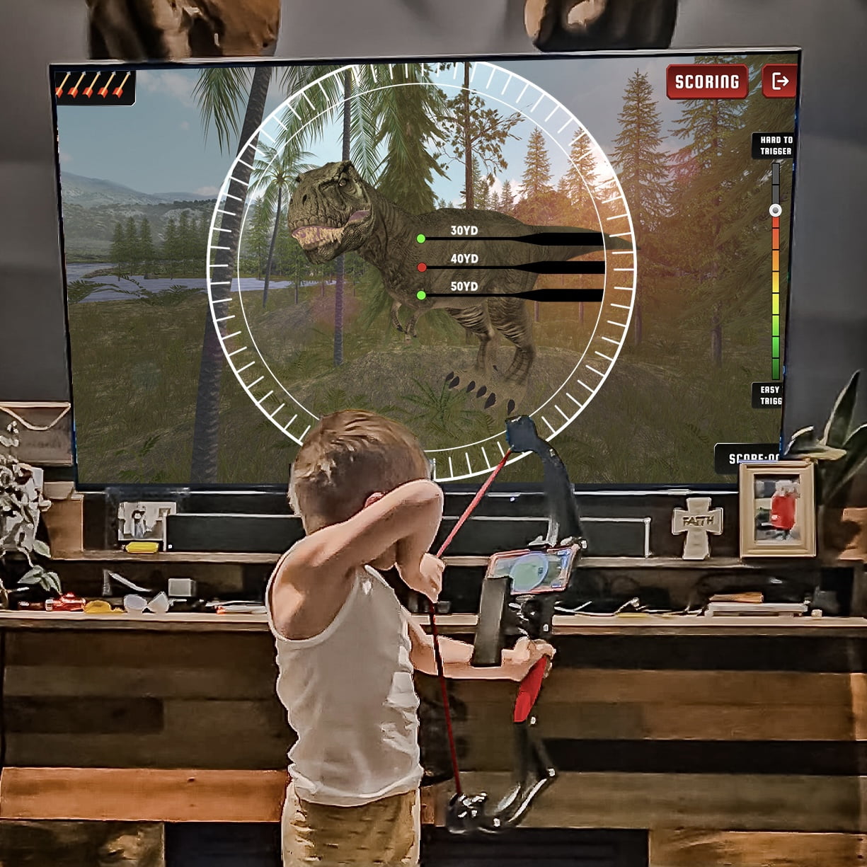 AccuBow Nano Black Youth Virtual Archery Gaming & Shooting - 5-40lbs Adjustable Resistance, Phone Mount Included, Compact & Lightweight, Ambidextrous