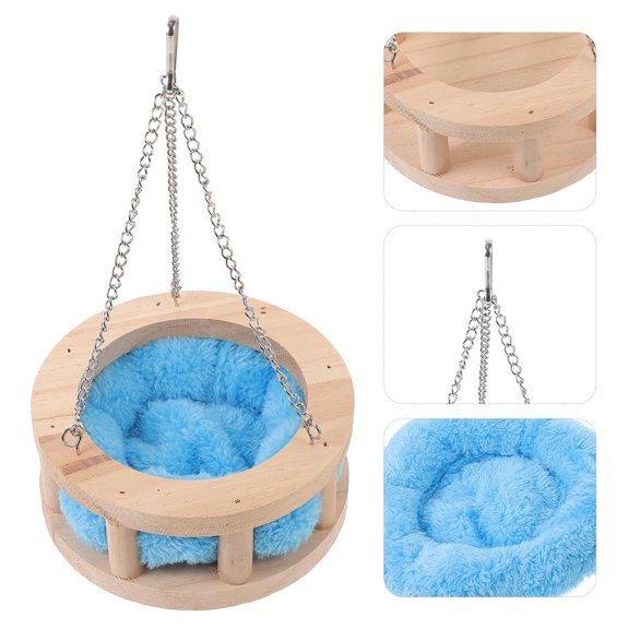 Supvox Wooden Hamster Hammock with Soft Cushion, Small Pet Hanging Nest Bed for Comfortable Rest and Play