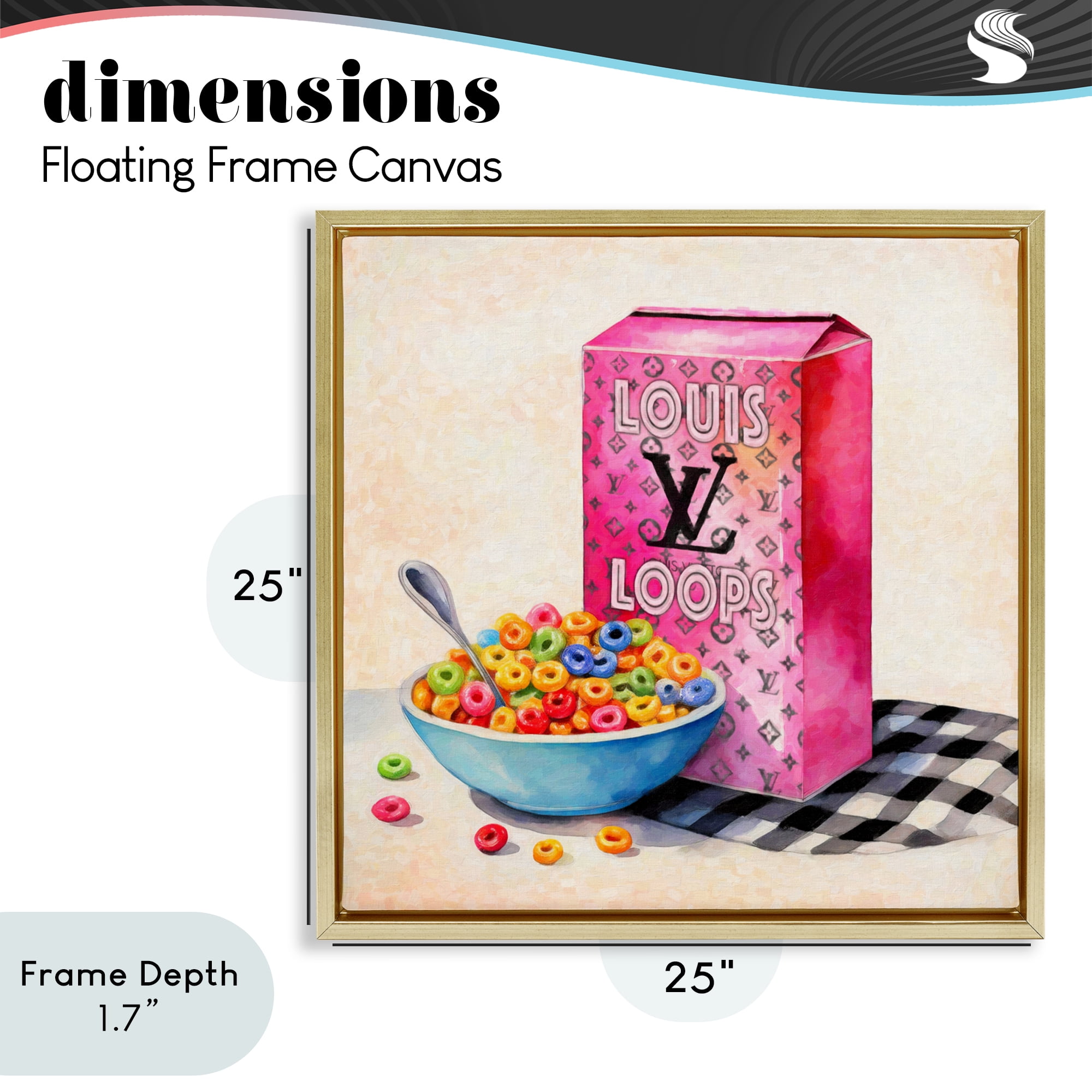 Stupell Industries Fashion Loops Cereal Gold Framed Floater Canvas Wall Art, design by Grotto Studios