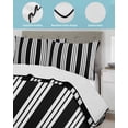 thumbnail image 4 of Quilts Twin-XL Size Bedding Set, Striped Black White Lightweight Quilted Comforter, Farmhouse Line Stripes Classic Soft Reversible Bedspread Coverlet with Pillow Covers for All Season, 68" x 98", 4 of 7
