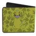 thumbnail image 2 of Nickelodeon Wallet, Bifold, Rugrats Reptar 2 Poses Footprints Scattered Greens, Vegan Leather, 2 of 5