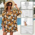 thumbnail image 6 of SCRAWLGOD Vintage Hibiscus Flower 3/4 Sleeve T Shirts for Women Size 2XL Women's Blouses & Button Up Shirts for Going Out Summer Cardigan Jacket for Women, 6 of 7