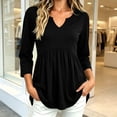 thumbnail image 3 of IUYRTFE Women V Neck 3/4 Sleeve Pleated Tunic Top with Pockets for Casual Daily Wear, 3 of 8