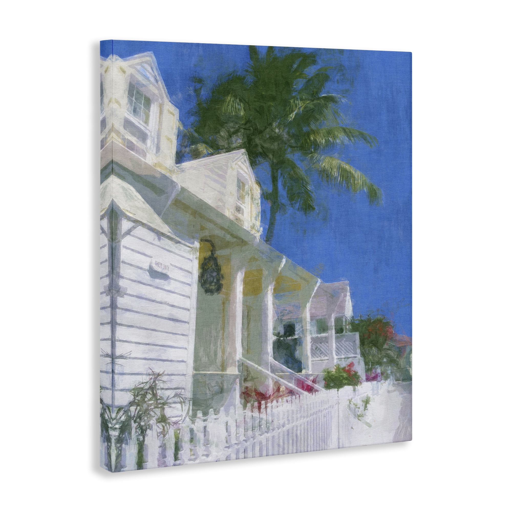 Stupell Industries White Coastal Cottage Coastal Painting Gallery Wrapped Canvas Art Print Wall Art, 16 x 20