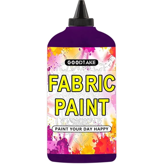 GOODTAKE Fabric & Canvas Paint - 10.5 fl.oz Purple Textile Paint for DIY Art, Clothing, Upholstery - Washable, Non-Toxic, Vibrant Colors (Purple, 10.5 Fl.Oz)