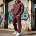 thumbnail image 4 of Havenx 2 Piece Sweatsuit for Men Fleece Lined Hoodie and Sweatpants Sets Long Sleeve Solid Color Sweat Suits Outfit with Pockets 2025 Fall Athletic Workout Jogging Soft Sets,Wine 2XL, 4 of 6