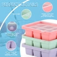 thumbnail image 5 of 3 Pieces Ice Cube Mold, Silicone Ice Cube Tray XL With Lid, Stackable And Dishwasher Safe Ice Cube Molds, For Beer,Wine And Baby Snack Included (3 Color, Set Of 3(18 Ice Cubes)), 5 of 8
