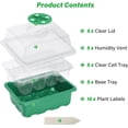 thumbnail image 2 of 5-Pack Seed Starter Trays, Seed Starter Kit with Adjustable Humidity Dome and Base Indoor Greenhouse Mini Propagator for Seeds Growing Starting (12 Cells Per Tray, Green), 2 of 8