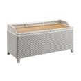 thumbnail image 4 of Furniture of America Azur Gray Poolside Outdoor Wicker Metal Storage Bench, 4 of 9
