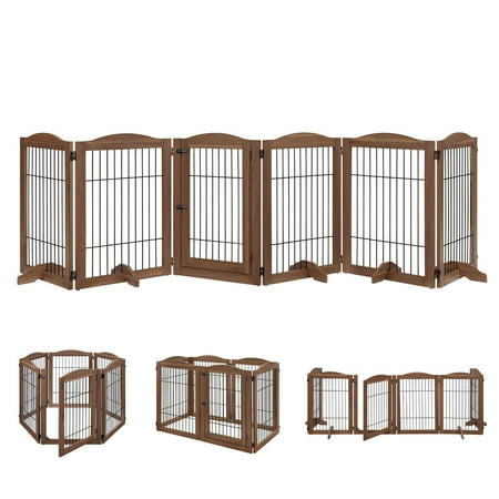 UPC: 0883339869797 | Unipaws Extra Wide Freestanding Dog Gate 6 Panels Pet Gates with 5 Support Feet
