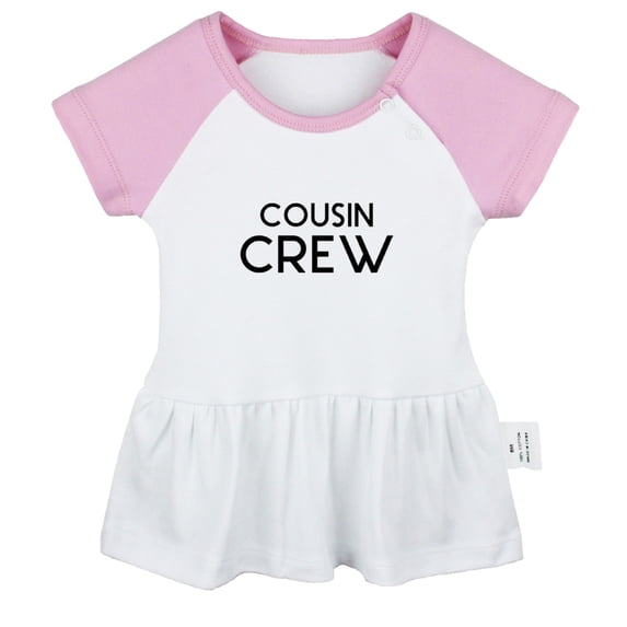 Cousin Crew Funny Dresses For Baby, Newborn Babies Skirts, Infant Princess Dress, 0-24M Kids Graphic Clothes (Pink Raglan Dresses, 6-12 Months)
