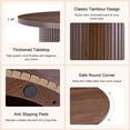 thumbnail image 4 of ROGALIS 31.5" Round Tambour Design Coffee Tables for Living Room, Mid Century Modern Wood Coffee Tablewith Spacious Tabletop, Art Deco Sturdy Circle Coffee Table, Walnut, 4 of 6