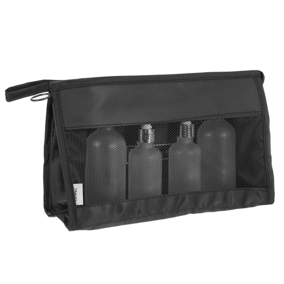 Mesh Makeup Bag, Large Capacity Travel Zipper Cosmetic Bags, Beach Mesh Toiletry Pouches Purse Storage Organizer for Women Girls, Black