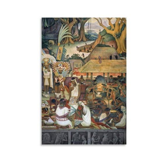 Diego Rivera 《The Zapotec Civilization》 Wall Art Prints Paintings Canvas Poster Room Aesthetic Poster Print Art Wall Painting Canvas Posters Gifts Modern Bedroom Decor 12x18inch(30x45cm)