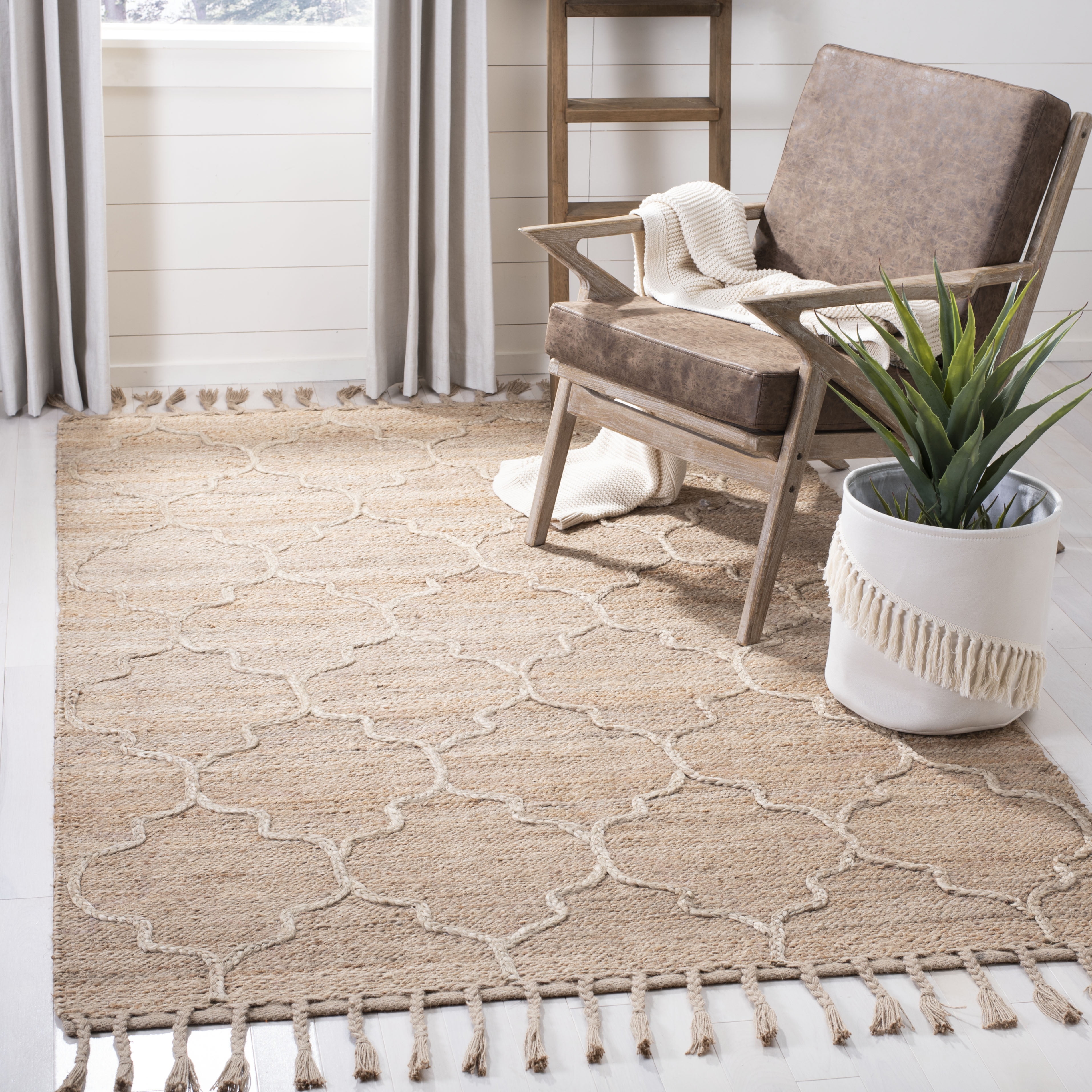 SAFAVIEH Natural Fiber Cohen Geometric Jute Area Rug, Natural, 8' x 10'