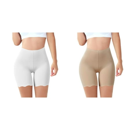 Rinsvye 2 Pcs Summer Thin Ice Silk Womens Briefs Underwear Cotton Light Pants Wave Three Chub Rub Shorts for Women Plus Size Point Leggings Comfortable Women s Under Dress Shorts Maternity Shorts