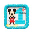 thumbnail image 1 of Amscan 541833 Disney Mickeys"Fun to be One" Birthday Square Paper Plates, 7", 8ct, 1 of 2