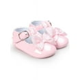 thumbnail image 3 of Newborn Baby Girls Crib Shoes Shiny Mirror PU Leather Bow Buckle First Walkers Soft Soles Non-slip Footwear 0-18M, 3 of 5