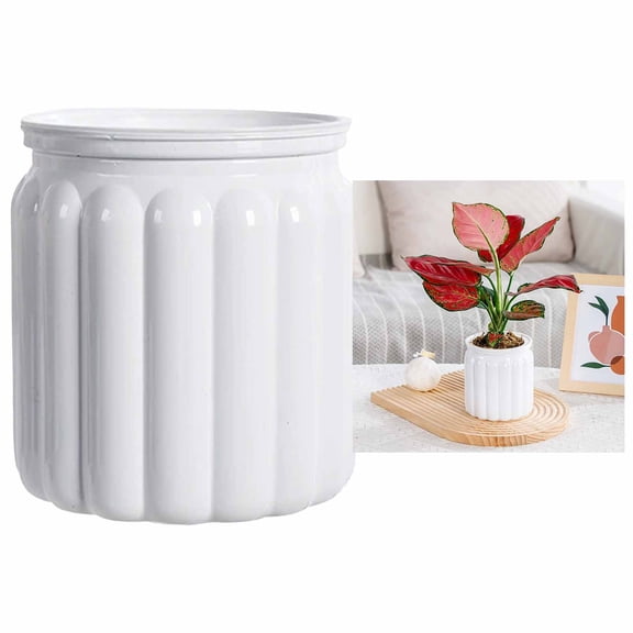 FEOLGEHLY 1 Pcs 5 Inch African Violet Pots Self Watering, Plastic Planter with Water Reservoir and Fill Lines, 4 Inch Opening, for Indoor Outdoor Gardening Front Porch Patio Yard or Deck, White